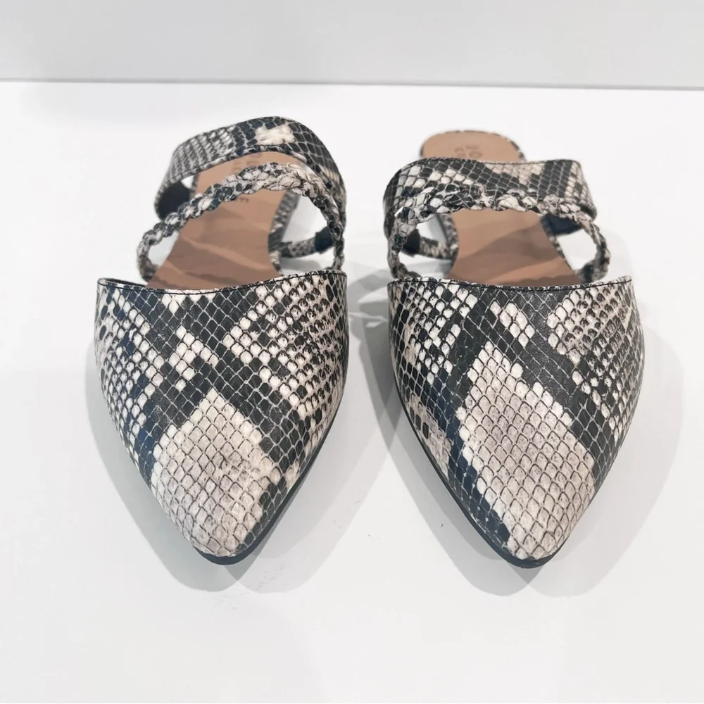Journee Collection Olivea Pointed Toe Mule Flats Snakeskin Faux Leather 11 NEW